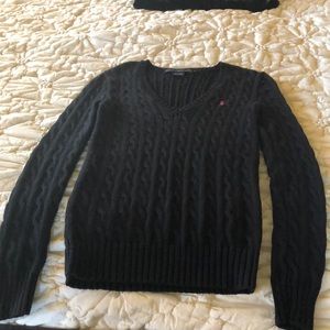 Ralph Lauren black cotton v-neck  sweater size sm